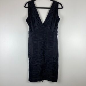 By Francine Minidress Black Cocktail Medium V Neck Sleeveless Ruched Homecoming